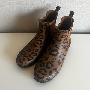 Hunter Leopard Print Ankle Boots